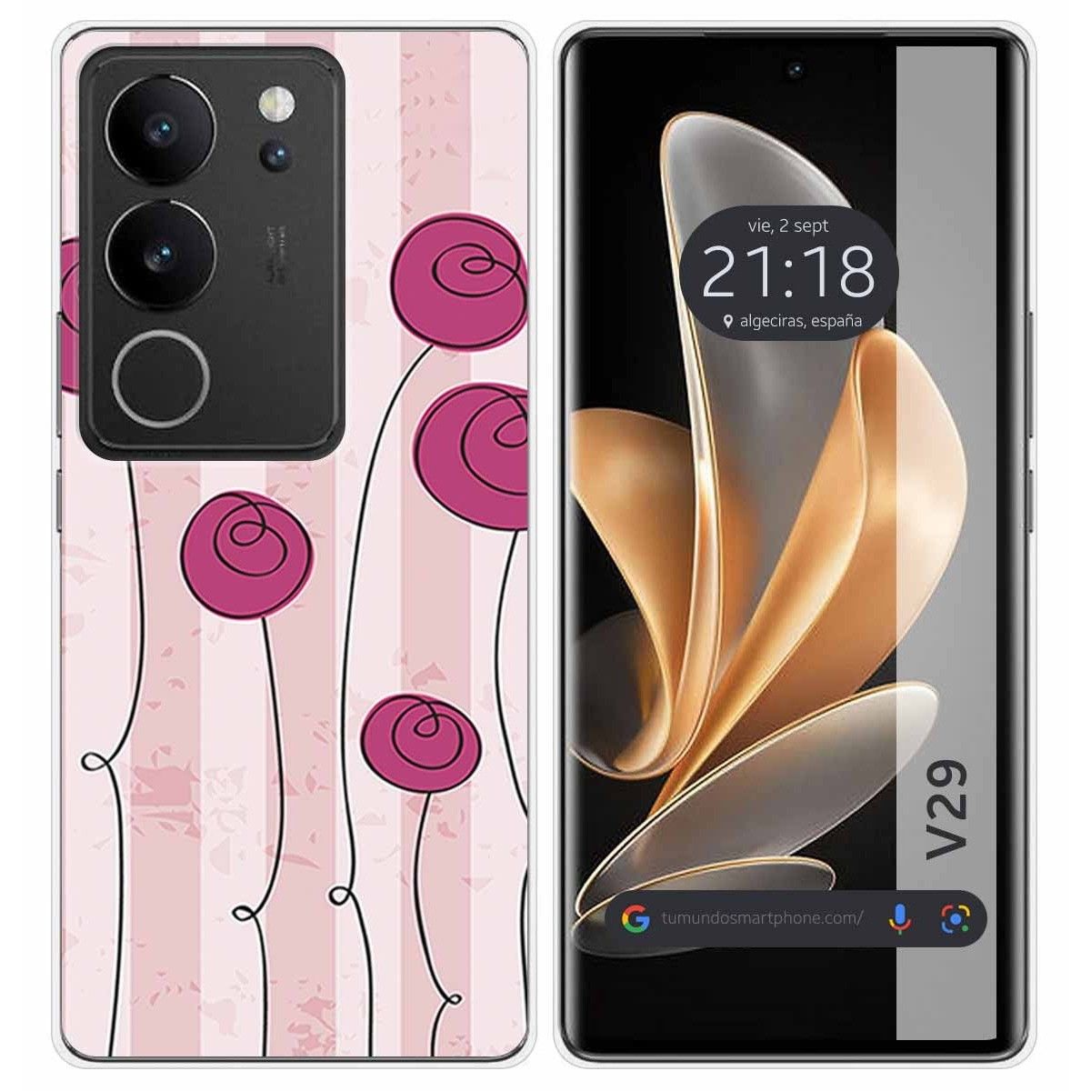 Funda Silicona para Vivo V29 5G diseño Flores Vintage Dibujos