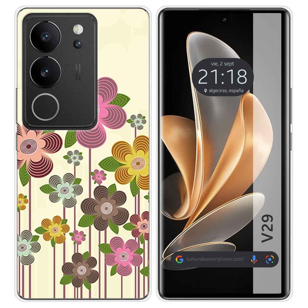 Funda Silicona para Vivo V29 5G diseño Primavera En Flor Dibujos