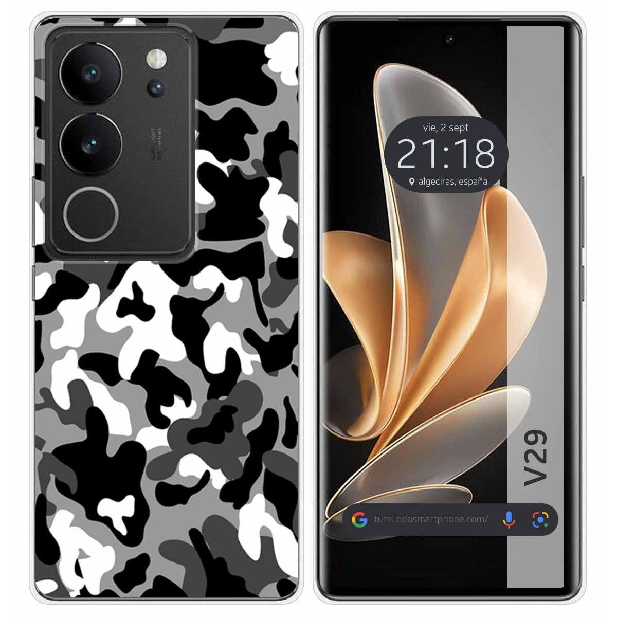 Funda Silicona para Vivo V29 5G diseño Snow Camuflaje Dibujos