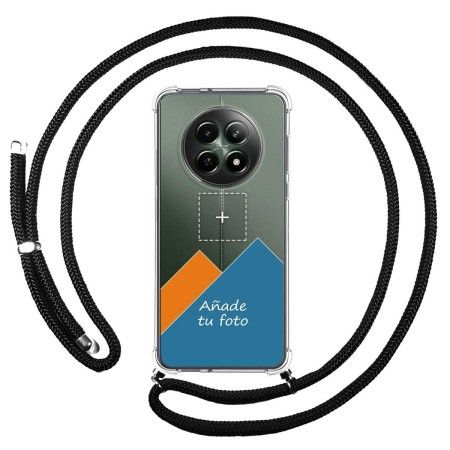 Personaliza tu Funda Colgante Transparente para Realme 12 5G / 12x 5G con Cordon Negro Dibujo Personalizada