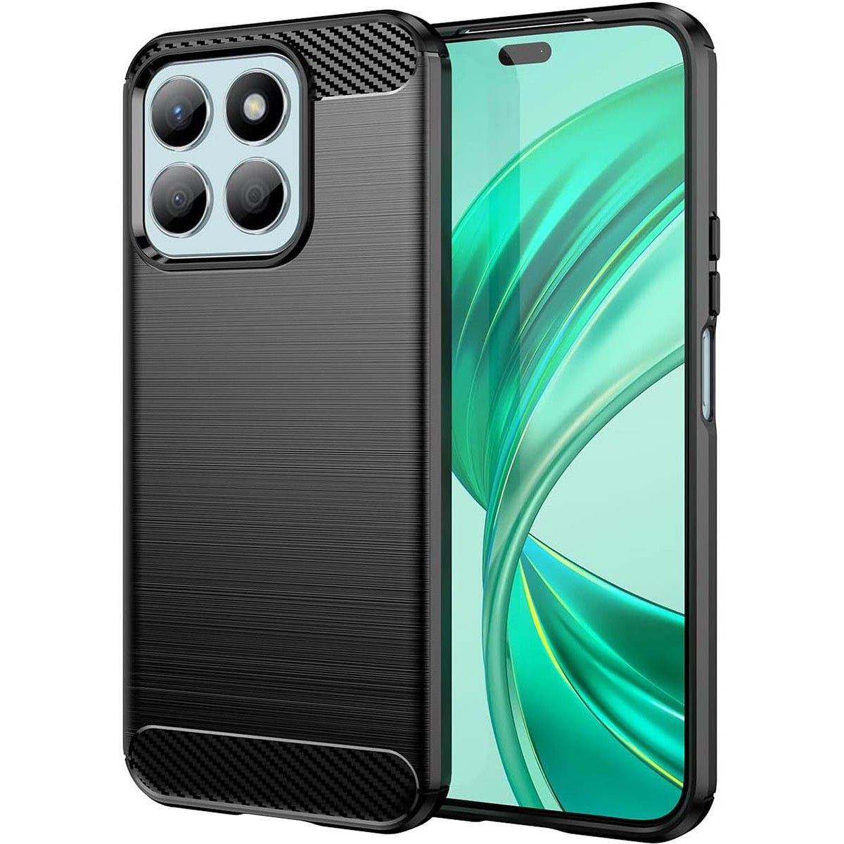 Funda Gel Tpu Tipo Carbon Negra para Huawei Honor X8b