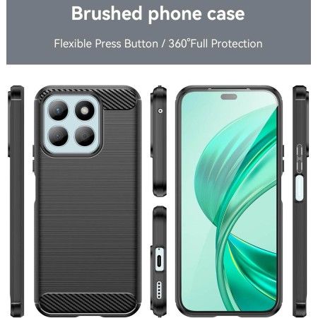 Funda Gel Tpu Tipo Carbon Negra para Huawei Honor X8b