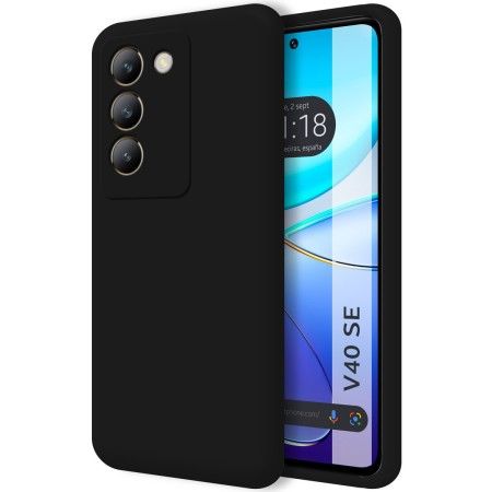 Funda Silicona Líquida Ultra Suave para Vivo V40 SE 5G color Negra