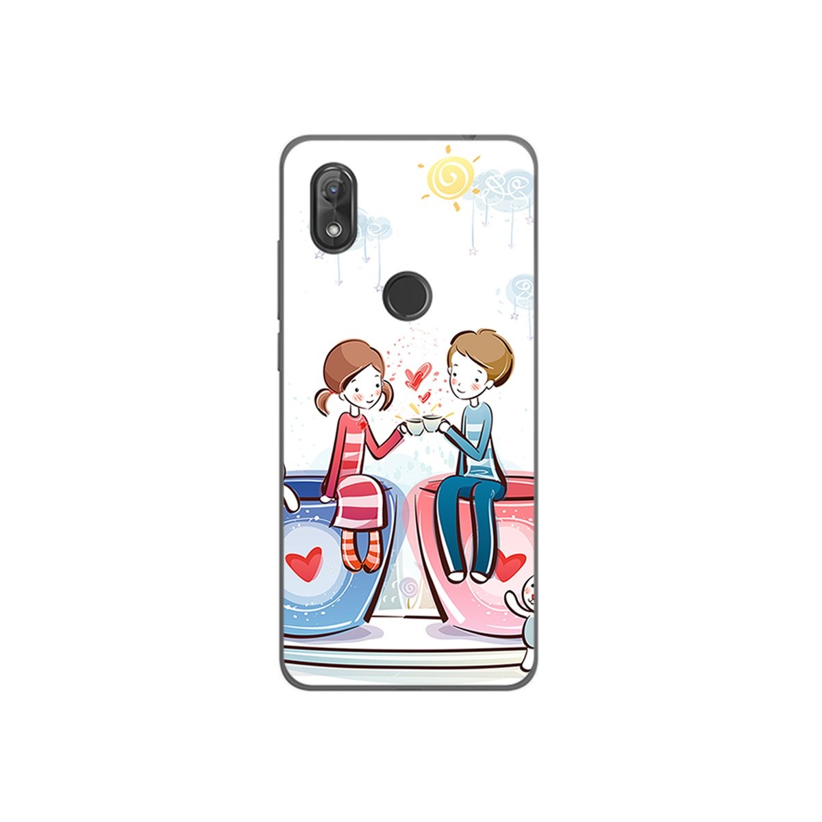 Funda Gel Tpu para Wiko View2 Diseño Cafe Dibujos
