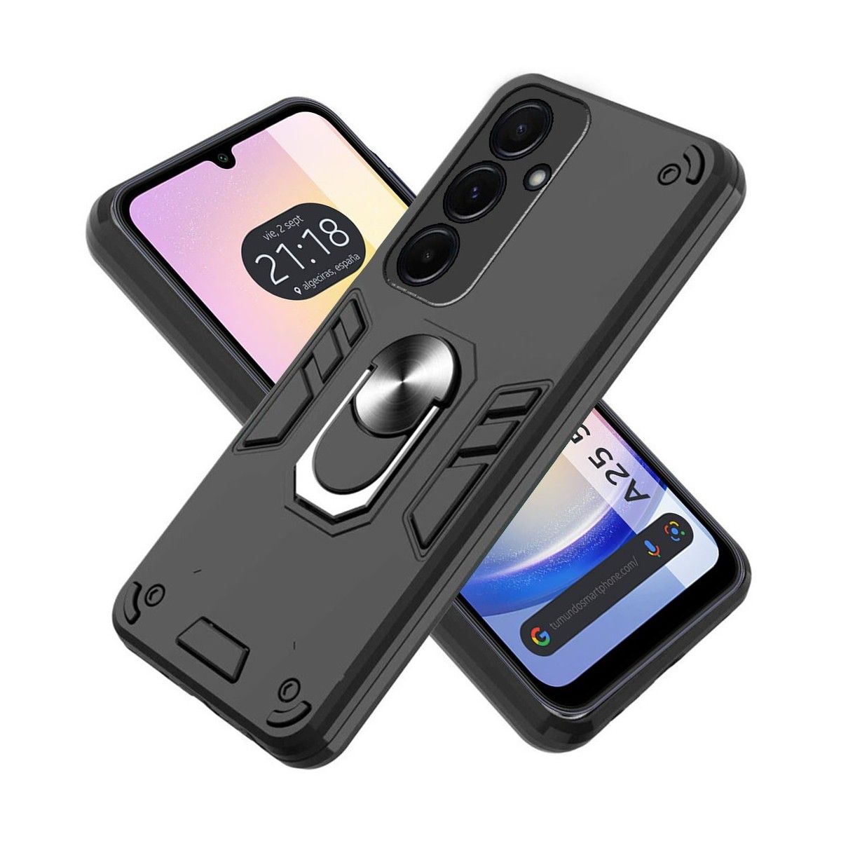 Funda Tough Armor con Anillo Giratorio Negra para Samsung Galaxy A25 5G