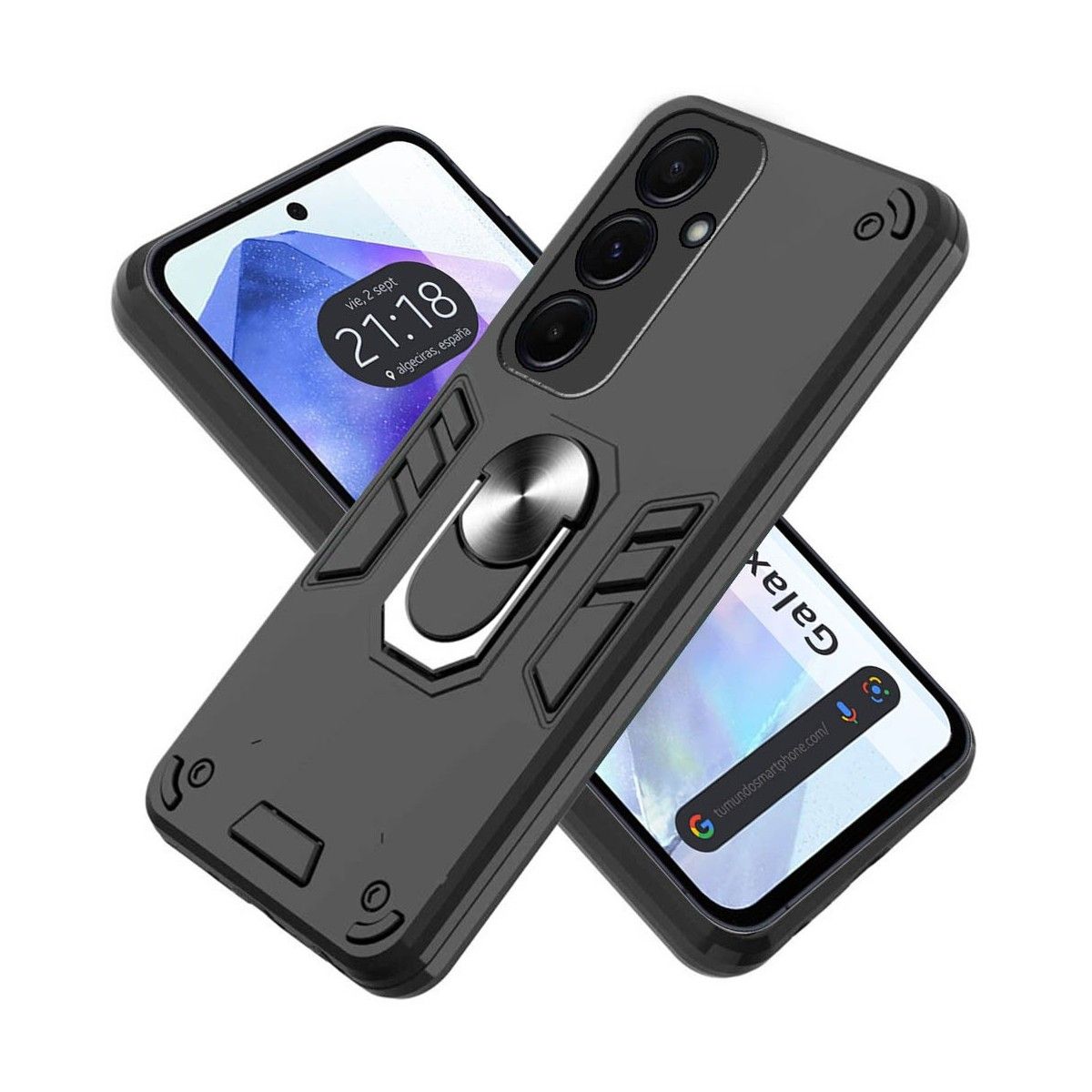 Funda Tough Armor con Anillo Giratorio Negra para Samsung Galaxy A55 5G