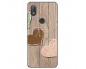 Funda Gel Tpu para Wiko View2 Diseño Corazones Madera Dibujos