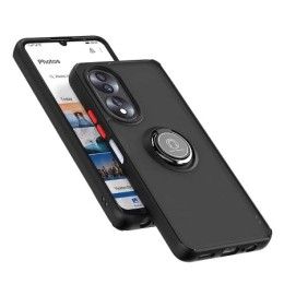 Funda Mate con Borde Negro y Anillo Giratorio 360 para Huawei Honor X7b 2