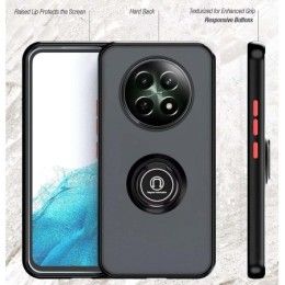 Funda Mate con Borde Negro y Anillo Giratorio 360 para Realme 12 5G / 12x 5G 2