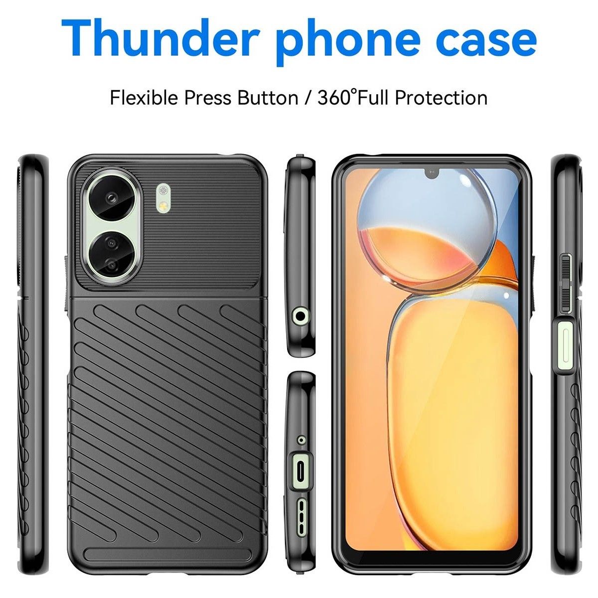 Funda Gel Flexible Thunder Armor para Xiaomi Redmi 13C color Negra