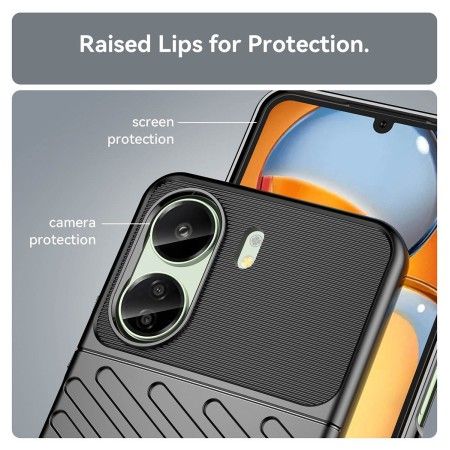 Funda Gel Flexible Thunder Armor para Xiaomi Poco C65 color Negra