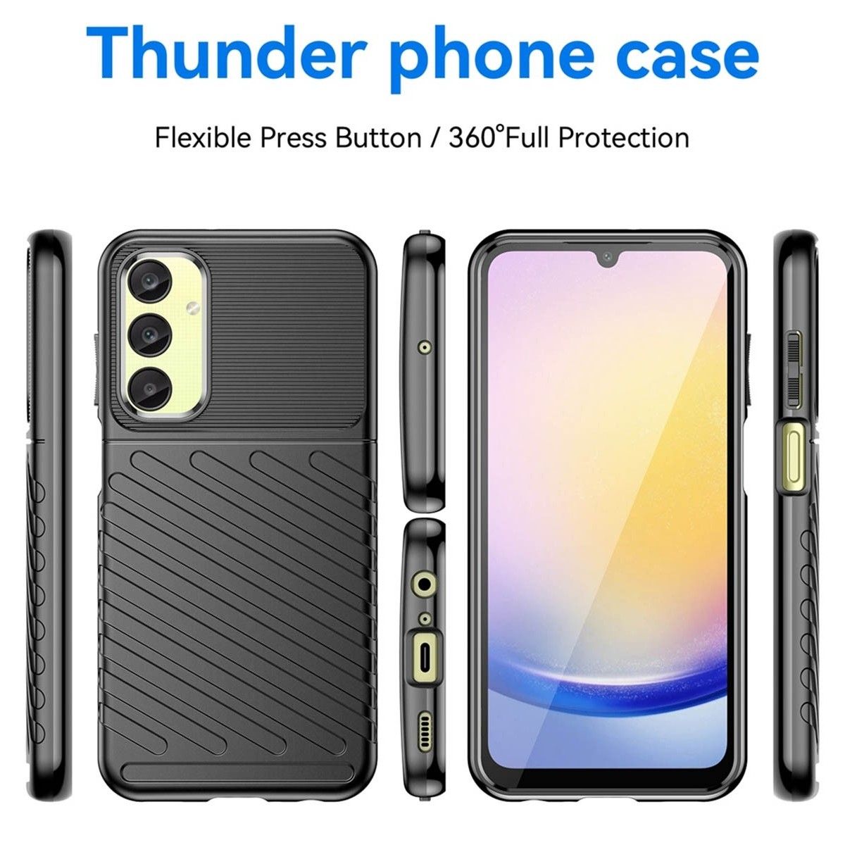 Funda Gel Flexible Thunder Armor para Samsung Galaxy A25 5G color Negra