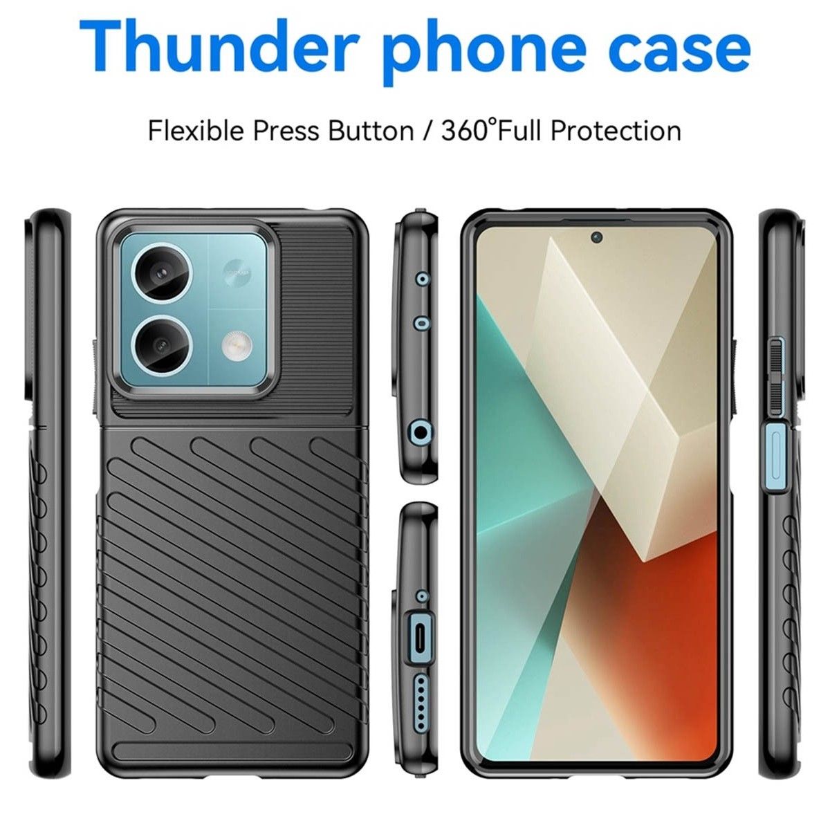 Funda Gel Flexible Thunder Armor para Xiaomi Redmi Note 13 5G color Negra