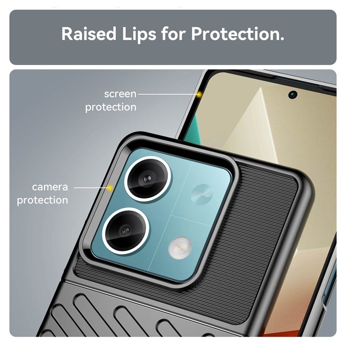 Funda Gel Flexible Thunder Armor para Xiaomi Redmi Note 13 5G color Negra