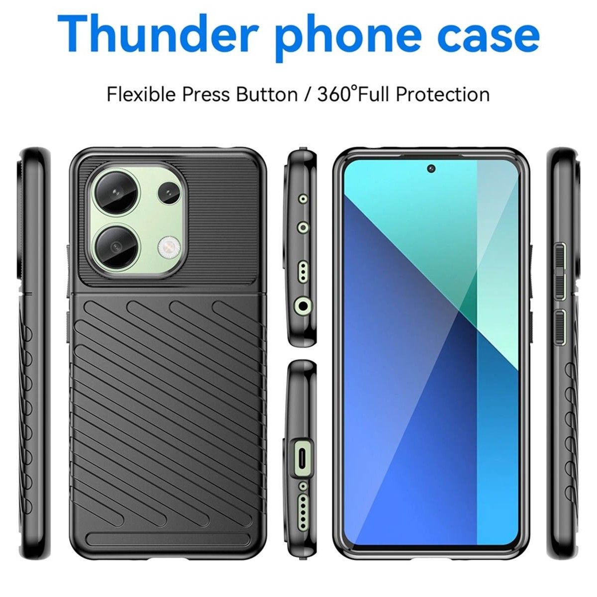Funda Gel Flexible Thunder Armor para Xiaomi Redmi Note 13 4G color Negra