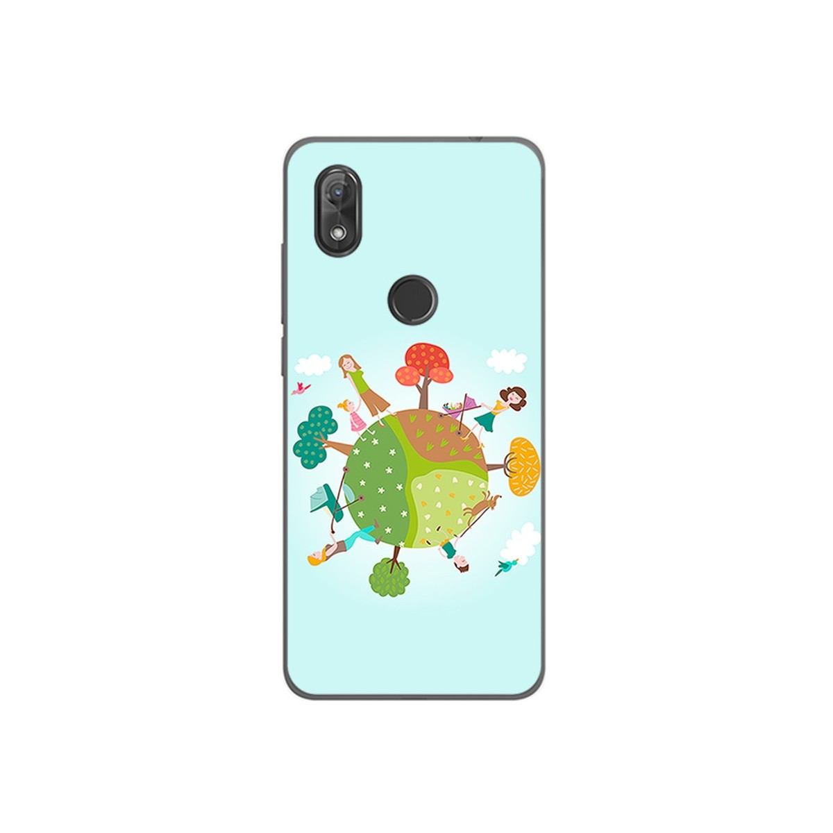 Funda Gel Tpu para Wiko View2 Diseño Familia Dibujos