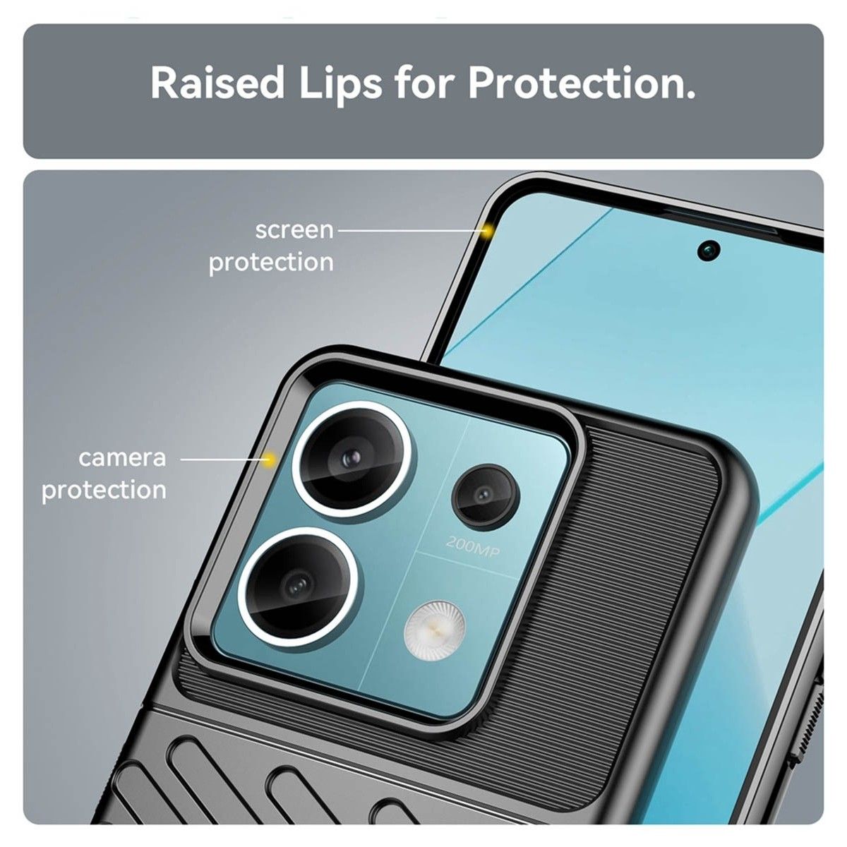 Funda Gel Flexible Thunder Armor para Xiaomi Redmi Note 13 Pro 5G color Negra