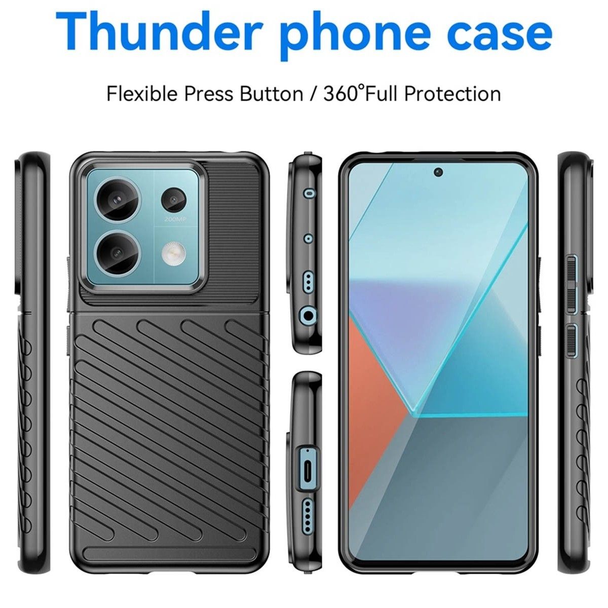 Funda Gel Flexible Thunder Armor para Xiaomi Poco X6 5G color Negra
