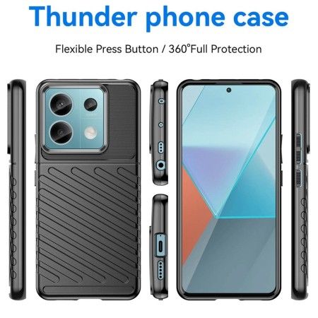 Funda Gel Flexible Thunder Armor para Xiaomi Poco X6 5G color Negra
