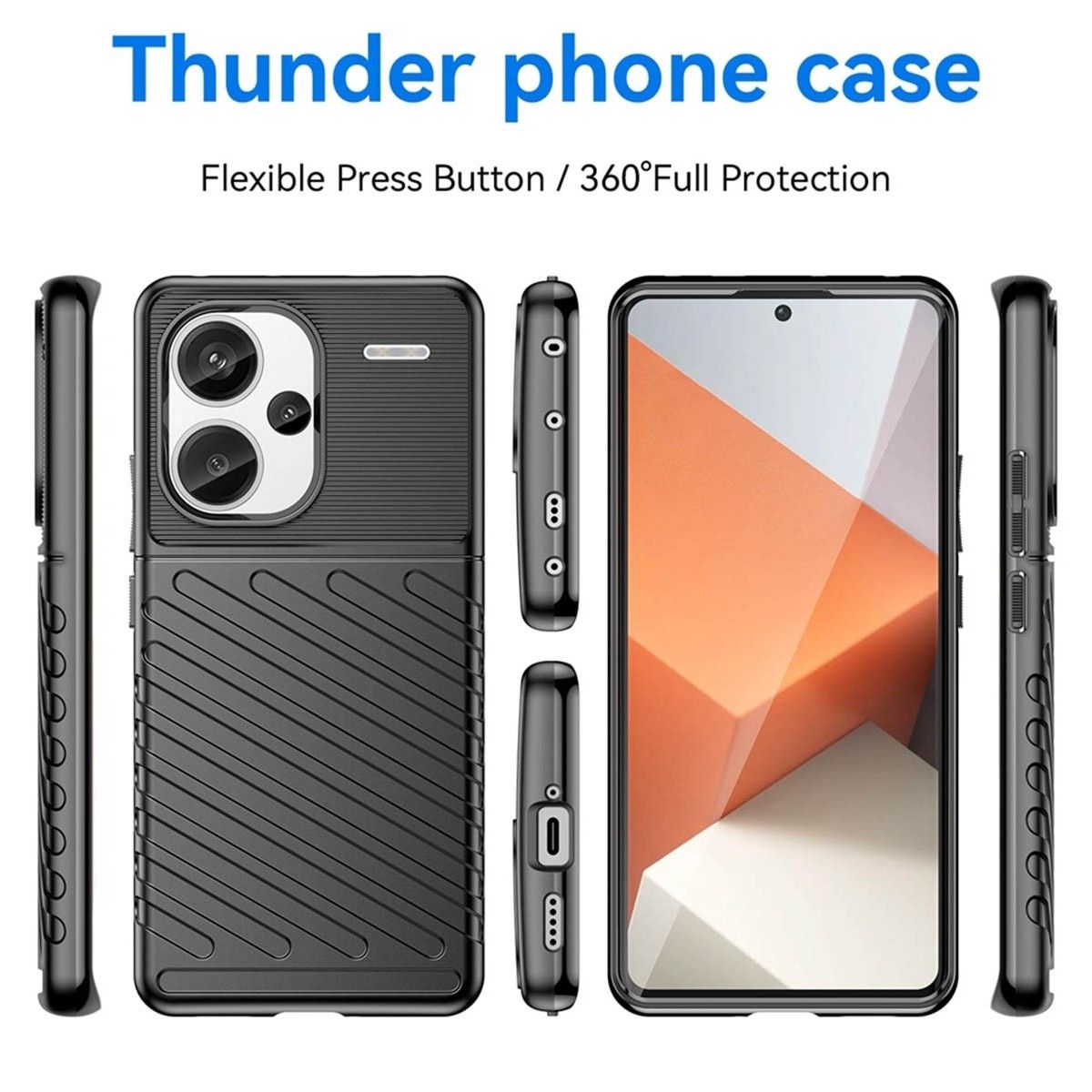 Funda Gel Flexible Thunder Armor para Xiaomi Redmi Note 13 Pro+ Plus 5G color Negra