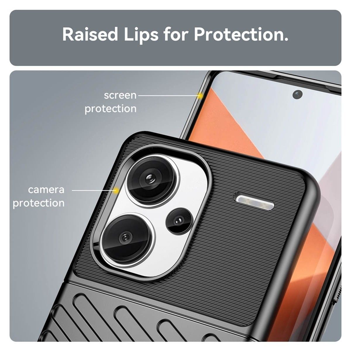 Funda Gel Flexible Thunder Armor para Xiaomi Redmi Note 13 Pro+ Plus 5G color Negra