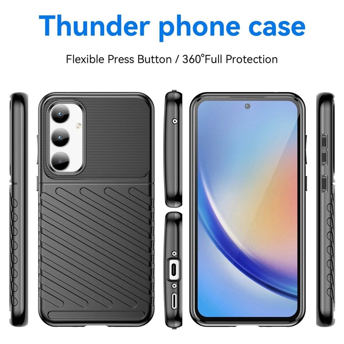 Funda Gel Flexible Thunder Armor para Samsung Galaxy A35 5G color Negra