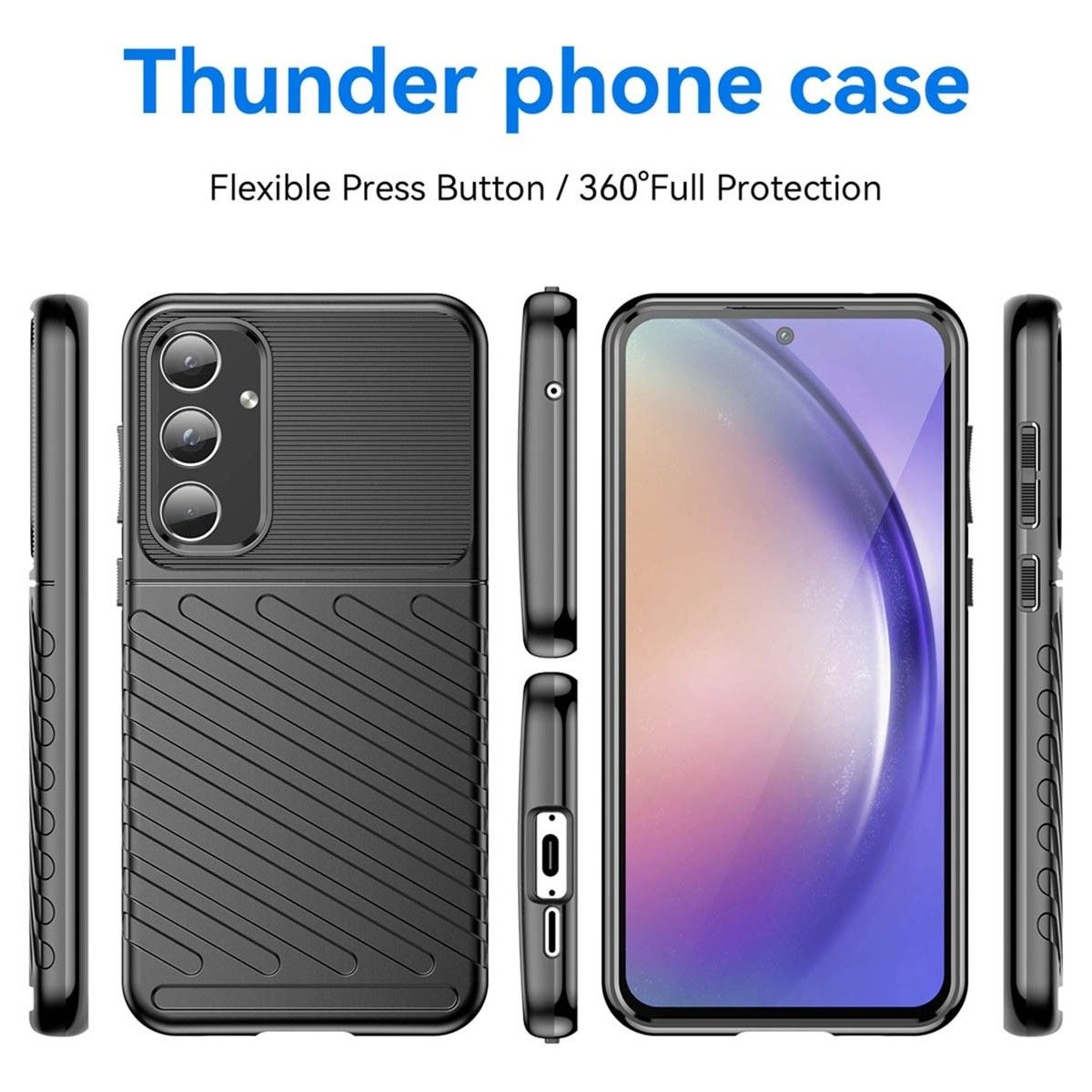 Funda Gel Flexible Thunder Armor para Samsung Galaxy A55 5G color Negra
