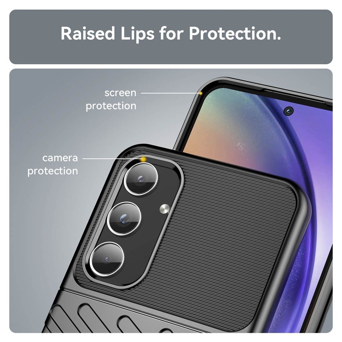 Funda Gel Flexible Thunder Armor para Samsung Galaxy A55 5G color Negra