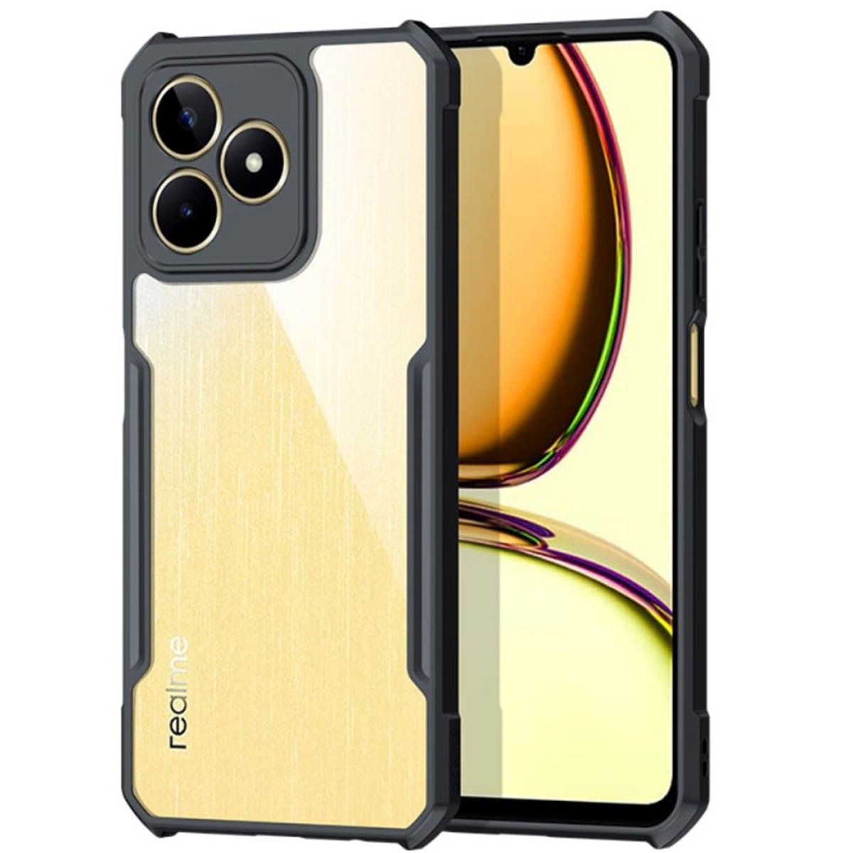 Funda Transparente Reforzada con Borde Negro para Realme C53