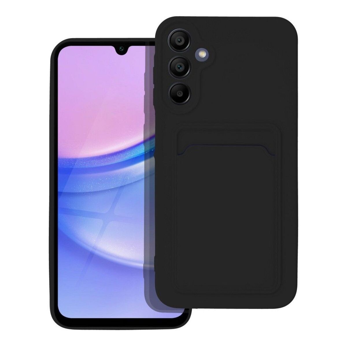 Funda Silicona Líquida con Tarjetero para Samsung Galaxy A15 4G / 5G color Negra