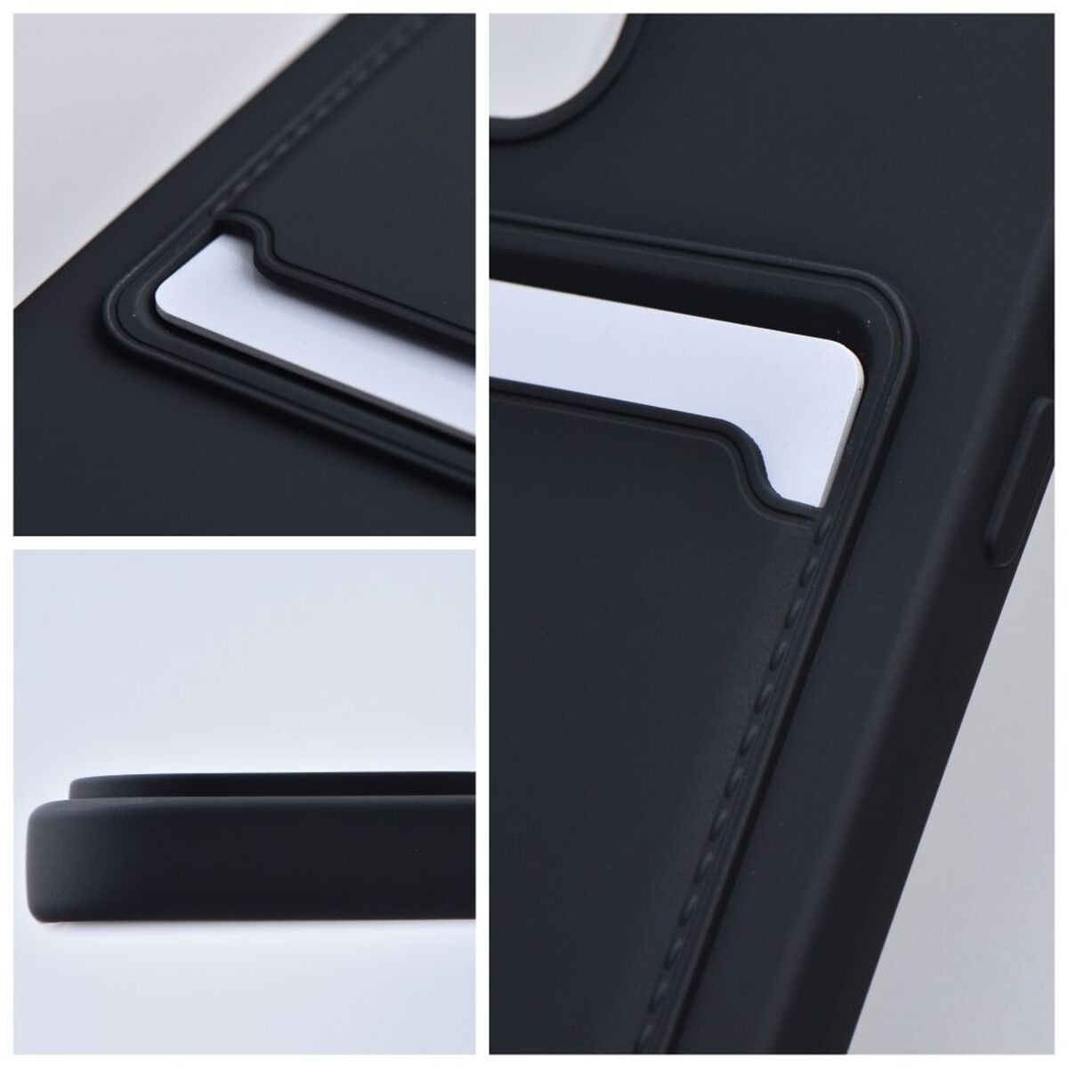Funda Silicona Líquida con Tarjetero para Xiaomi Redmi 13C color Negra