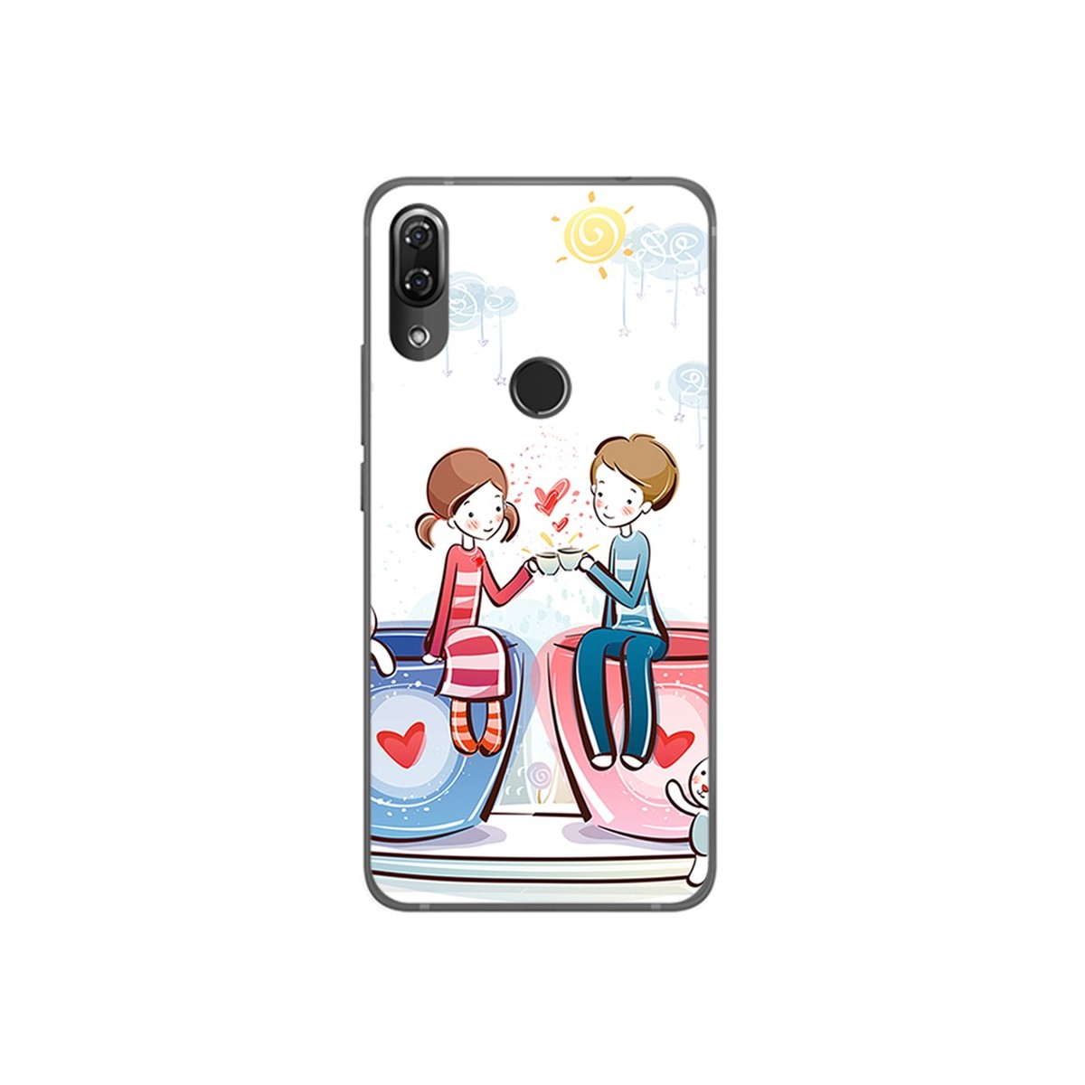 Funda Gel Tpu para Wiko View2 Pro Diseño Cafe Dibujos