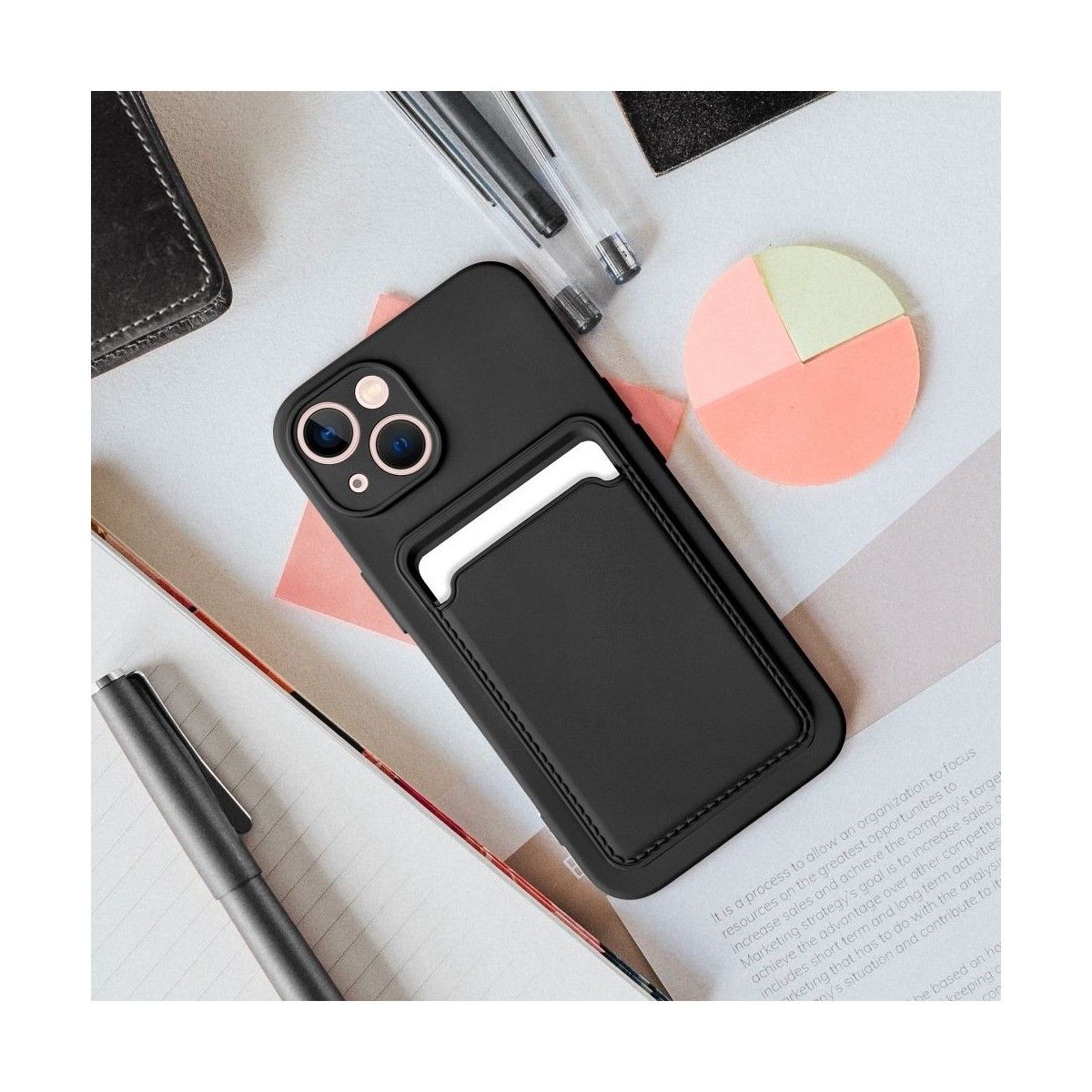 Funda Silicona Líquida con Tarjetero para Xiaomi Redmi Note 13 Pro+ Plus 5G color Negra