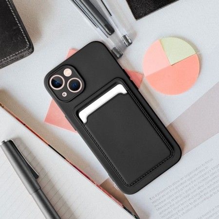 Funda Silicona Líquida con Tarjetero para Xiaomi Redmi Note 13 Pro+ Plus 5G color Negra