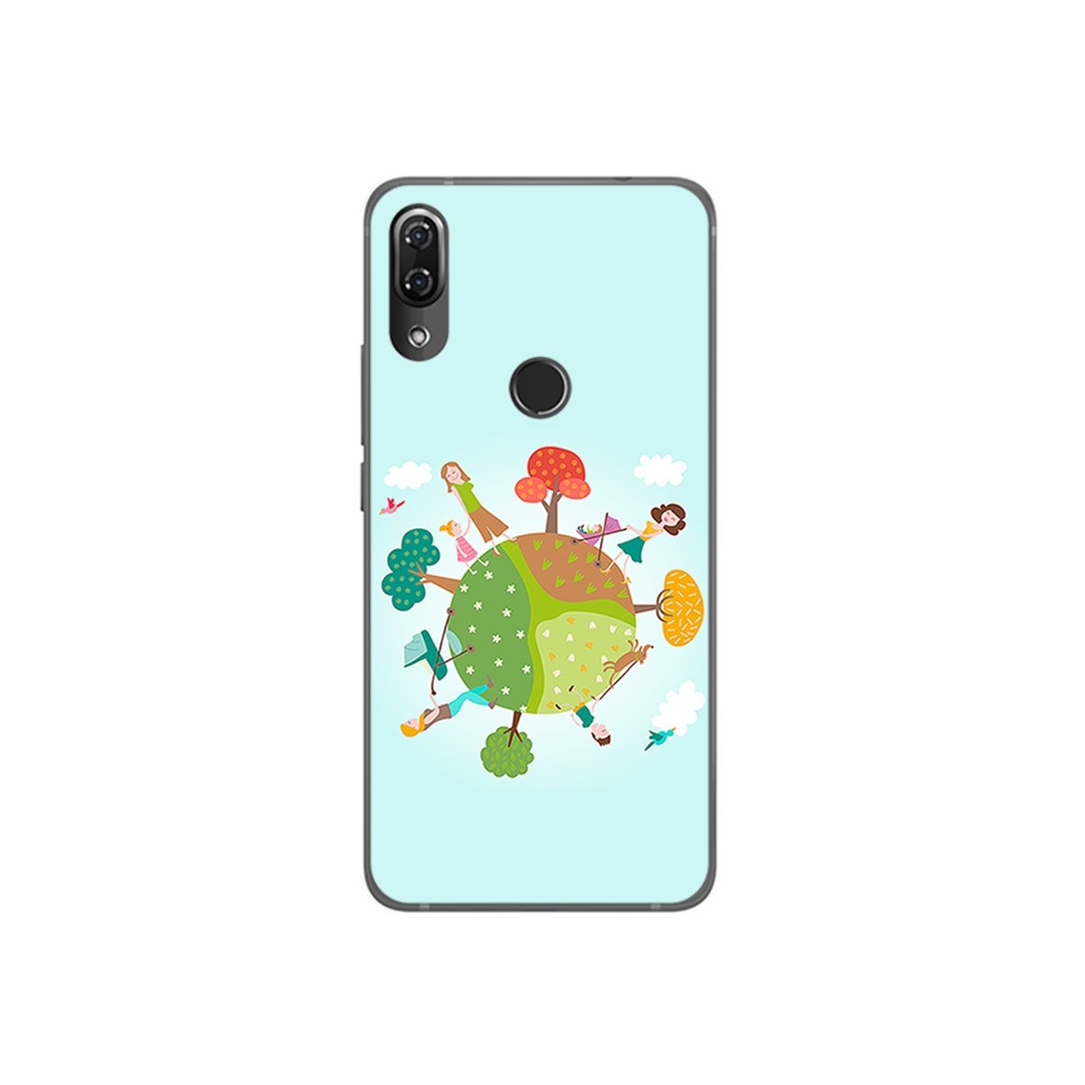 Funda Gel Tpu para Wiko View2 Pro Diseño Familia Dibujos