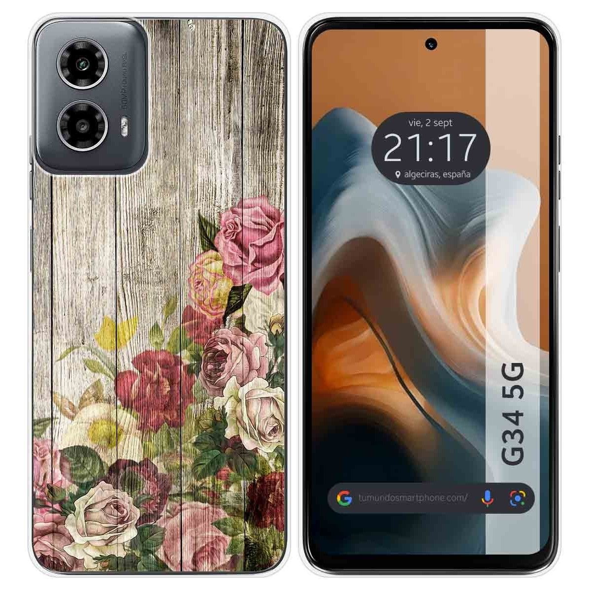 Funda Silicona para Motorola Moto G34 5G diseño Madera 08 Dibujos