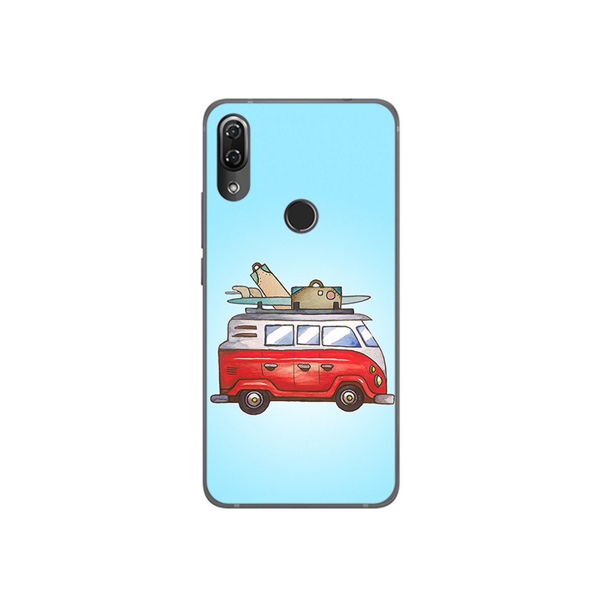 Funda Gel Tpu para Wiko View2 Pro Diseño Furgoneta Dibujos