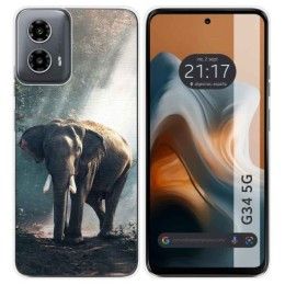 Funda Silicona para Motorola Moto G34 5G diseño Elefante Dibujos