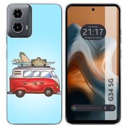 Funda Silicona para Motorola Moto G34 5G diseño Furgoneta Dibujos
