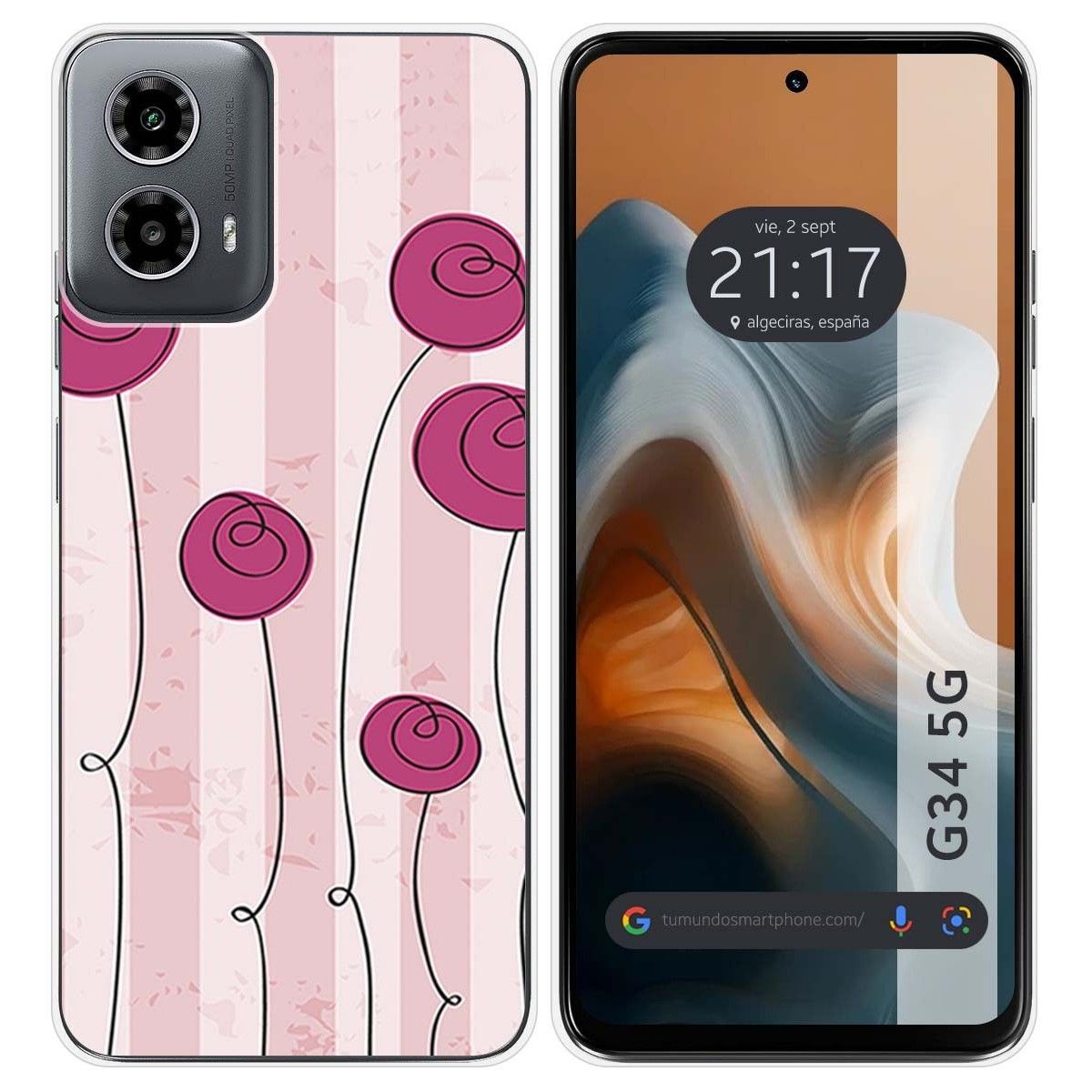 Funda Silicona para Motorola Moto G34 5G diseño Flores Vintage Dibujos