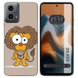Funda Silicona para Motorola Moto G34 5G diseño Leon Dibujos