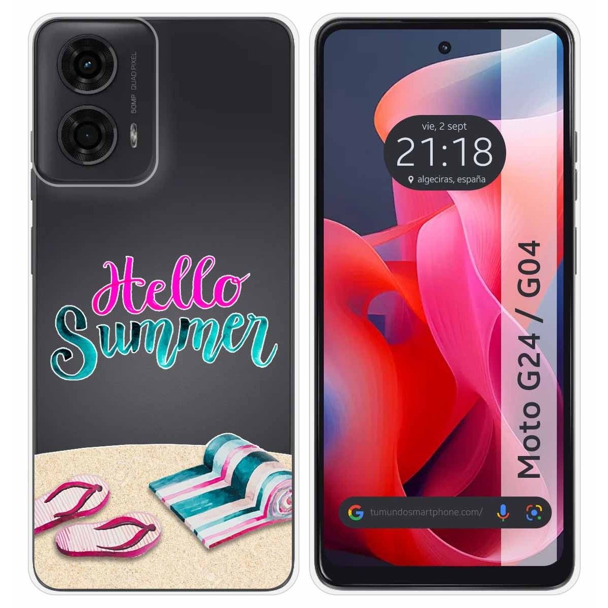 Funda Silicona Transparente para Motorola Moto G04 / G24 diseño Summer Dibujos