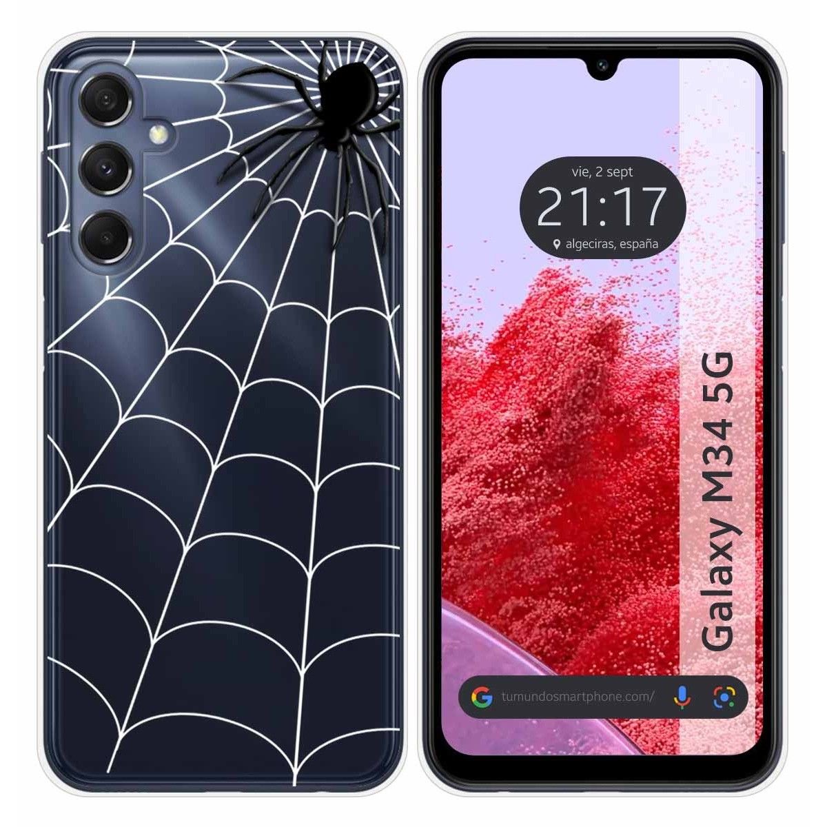 Funda Silicona Transparente para Samsung Galaxy M34 5G diseño Araña Dibujos