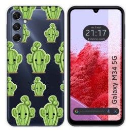 Funda Silicona Transparente para Samsung Galaxy M34 5G diseño Cactus Dibujos