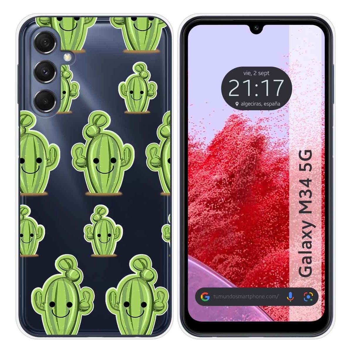 Funda Silicona Transparente para Samsung Galaxy M34 5G diseño Cactus Dibujos