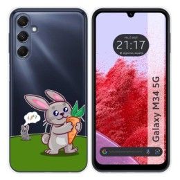 Funda Silicona Transparente para Samsung Galaxy M34 5G diseño Conejo Dibujos