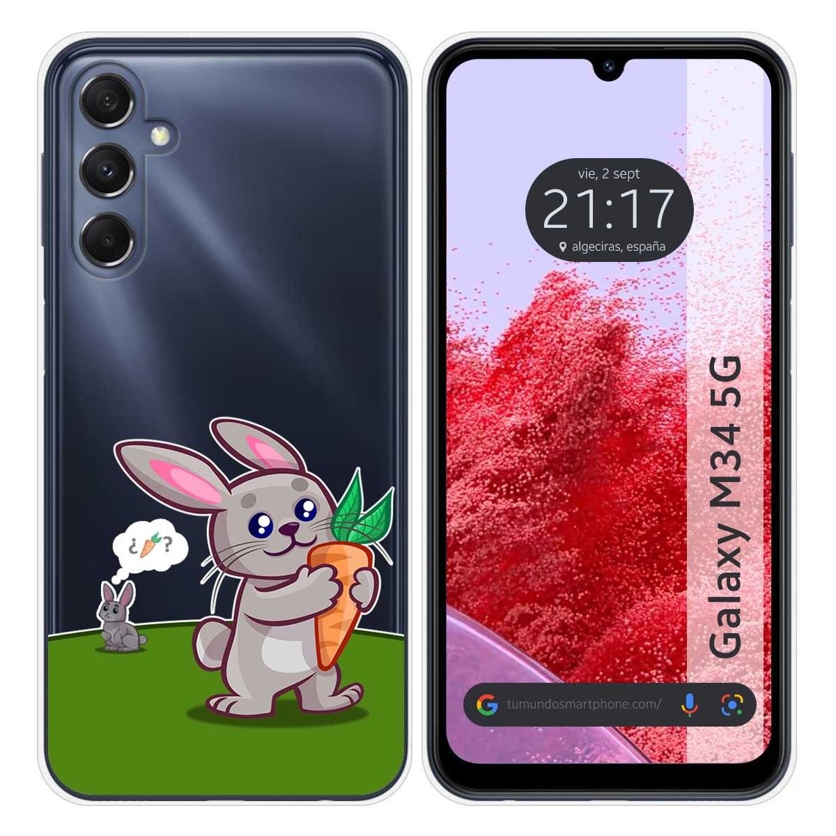 Funda Silicona Transparente para Samsung Galaxy M34 5G diseño Conejo Dibujos