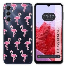 Funda Silicona Transparente para Samsung Galaxy M34 5G diseño Flamenco Dibujos