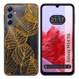 Funda Silicona Transparente para Samsung Galaxy M34 5G diseño Hojas Dibujos