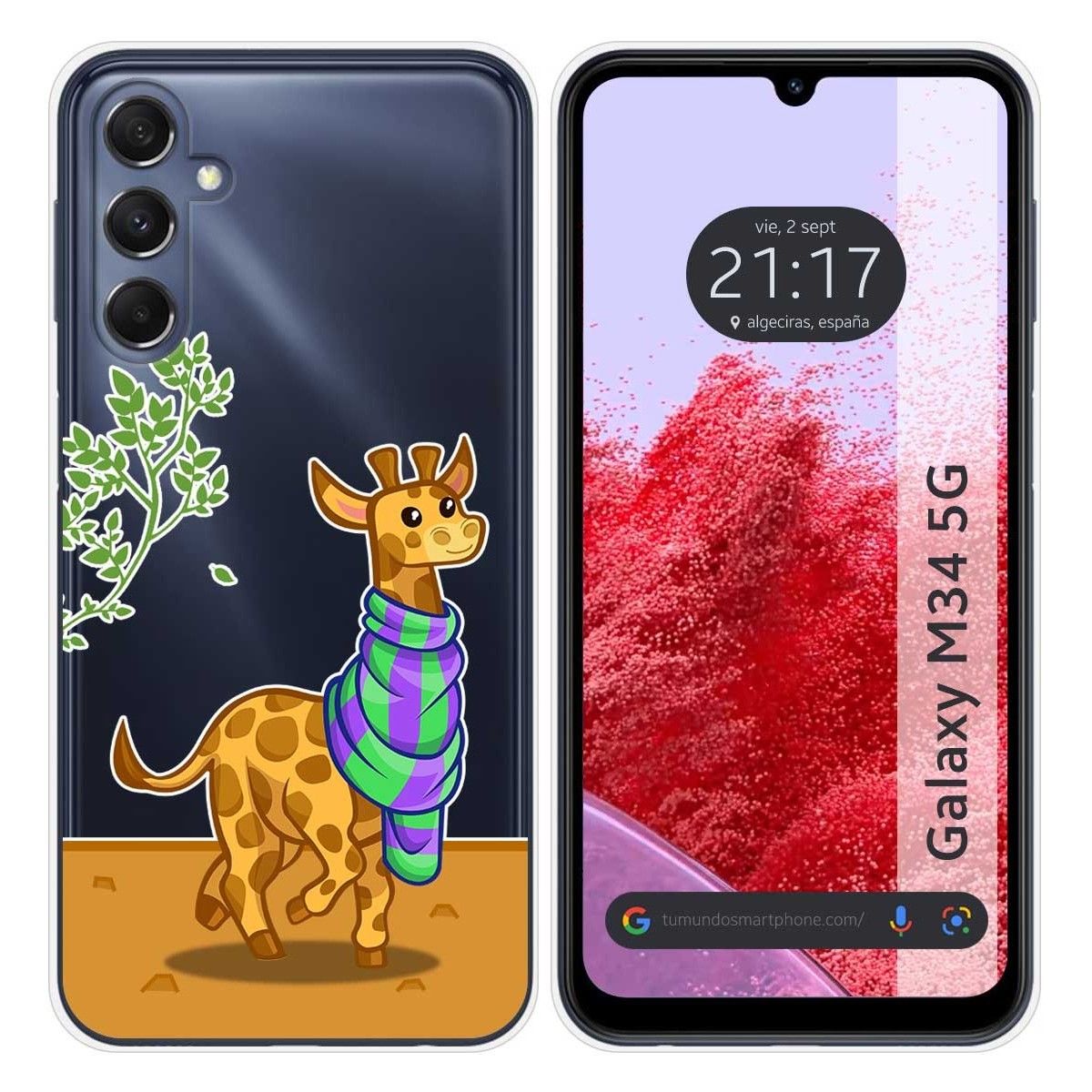 Funda Silicona Transparente para Samsung Galaxy M34 5G diseño Jirafa Dibujos
